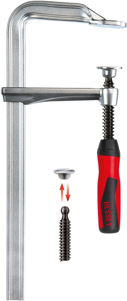 Bessey Clamping Element With 2K Plastic Handle – Silver, 300mm Clamping Height, Professional Quality