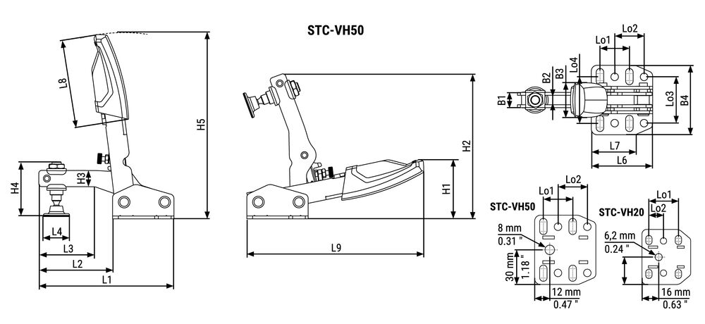 Bessey Verticale spanner | maat 50 | horizontale voet | 1 stuk - STC